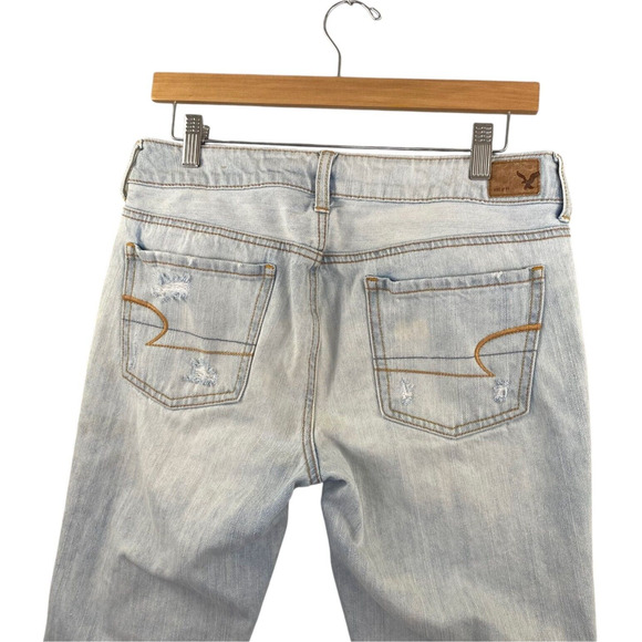 American Eagle Jeans Womens Size 4 Boy Crop Blue Light Wash Button Fly25" Inseam - Picture 5 of 16